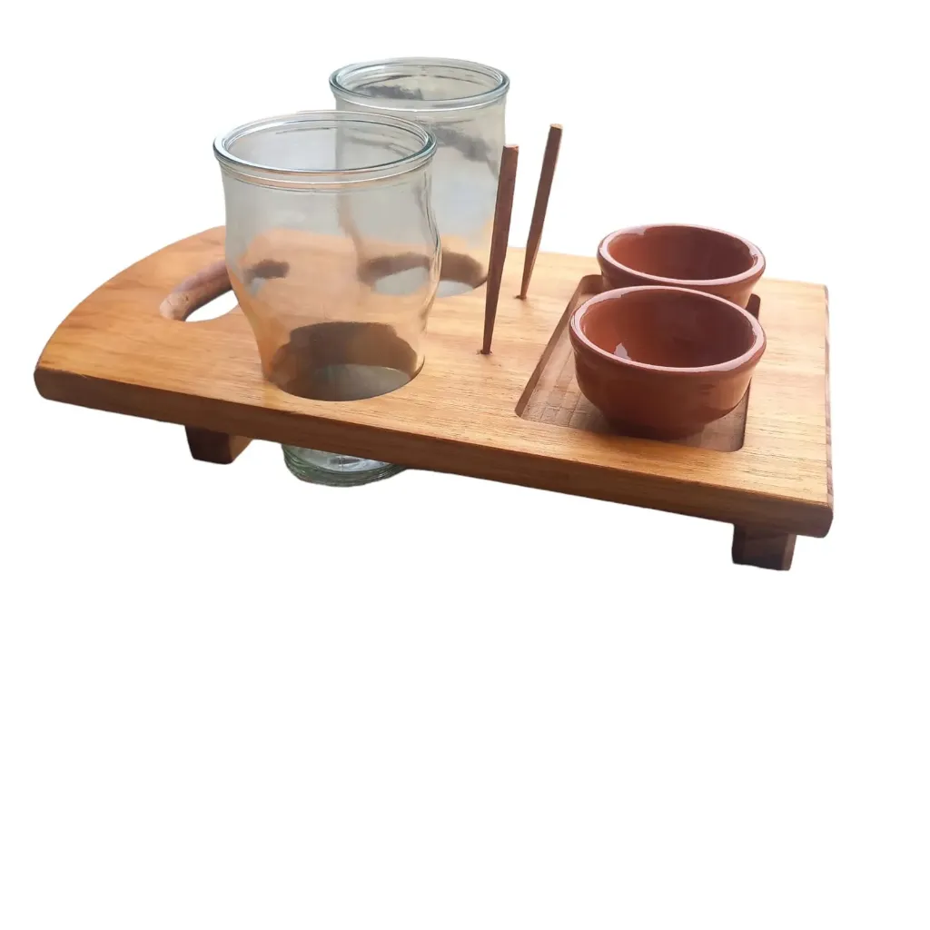 [T40] TABLA CON 2 PINTAS TRANSPARENTES Y 1 o 2 CAZUELAS