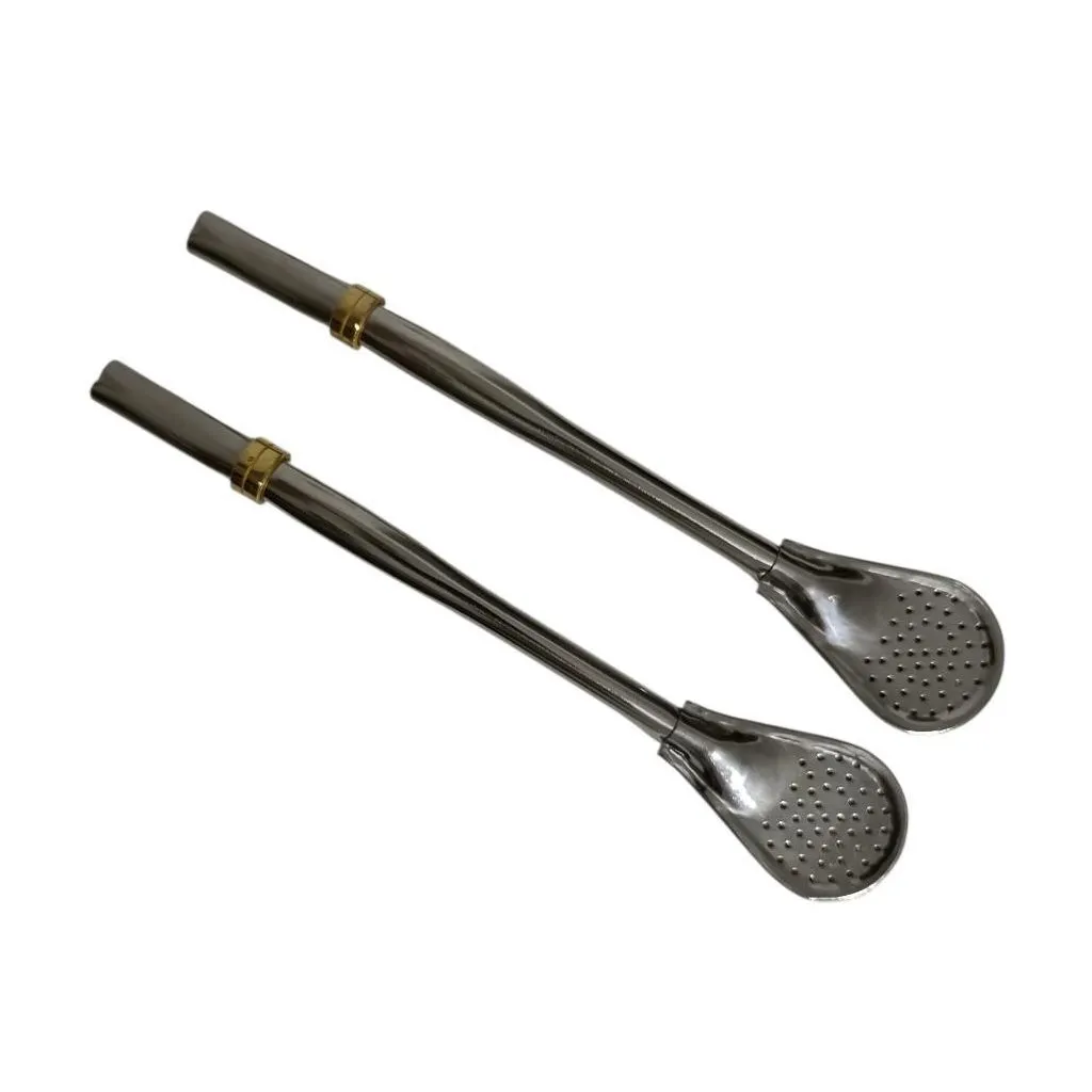 [L20] BOMBILLA CUCHARA ACERO INOXIDABLE CON VIROLA COCO 17cm