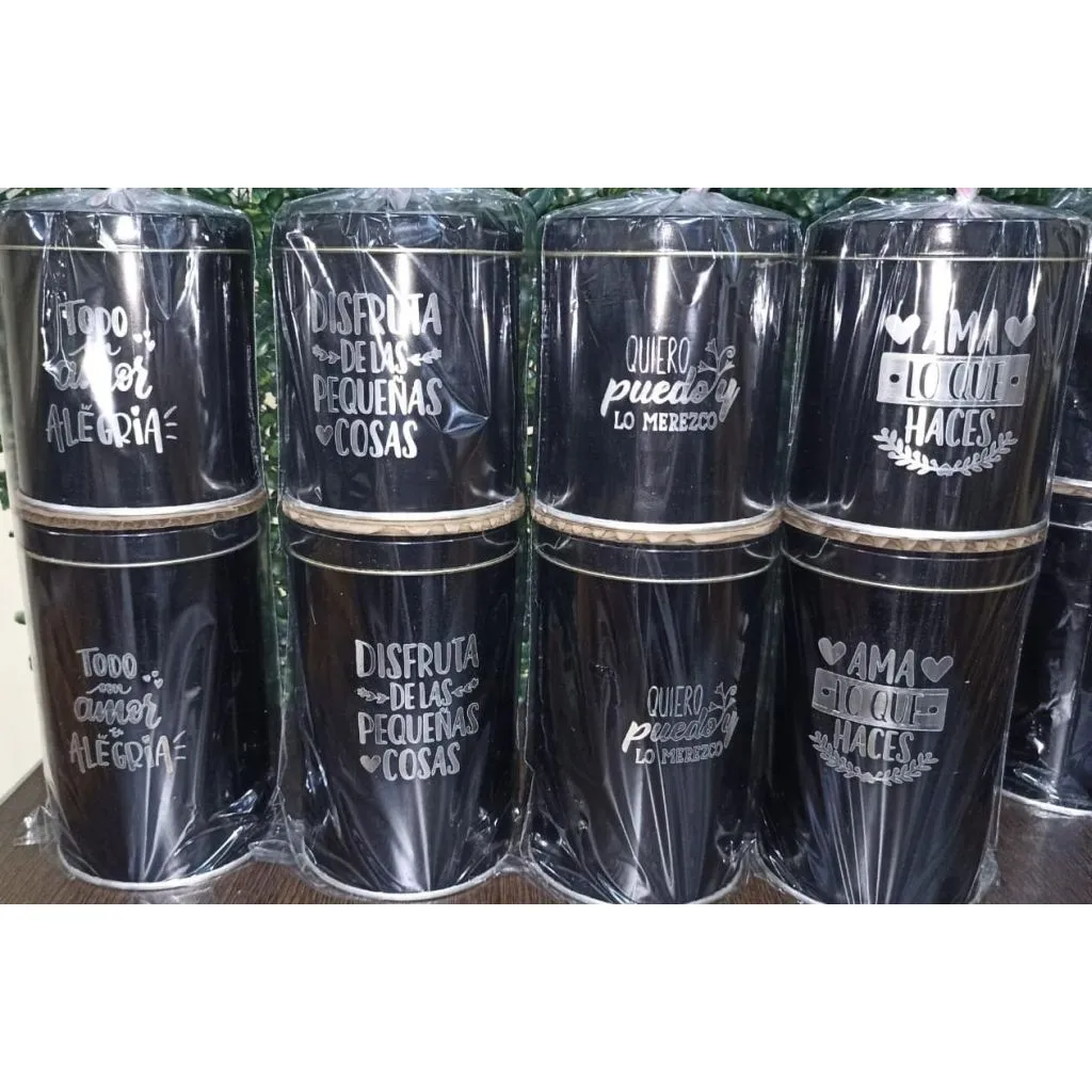[MP06] LATAS YERBA Y AZUCAR GRABADAS NEGRAS